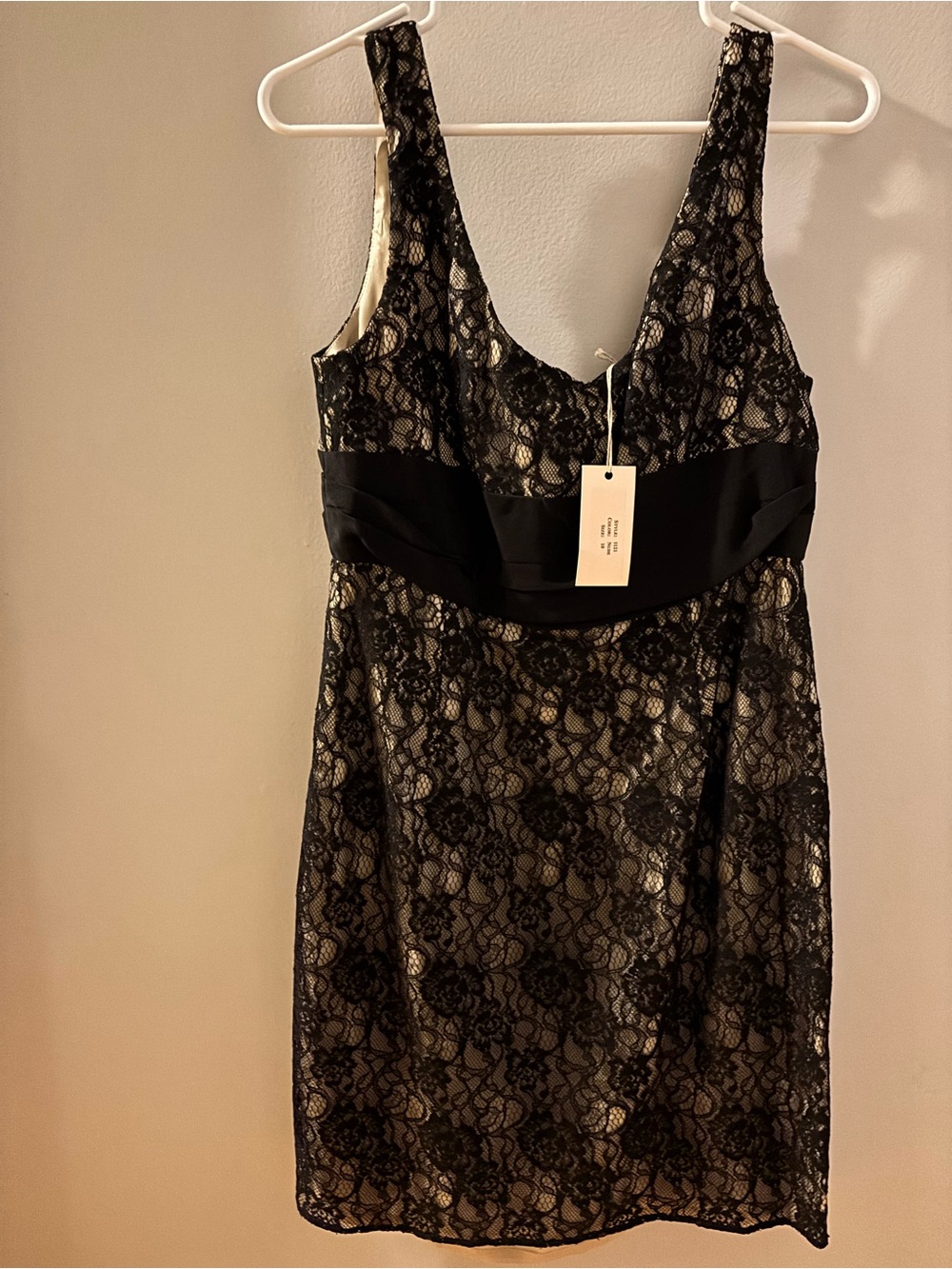 Hutch Black Lace Midi Dress with Satin Waistband
